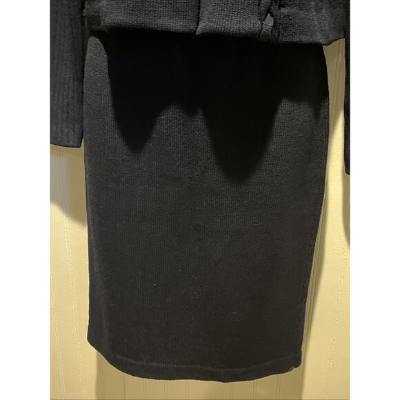 Vtg St John 2pc Skirt Suit Navy Braided Knit, Gold Button Front Jacket Size 0/2 - Picture 5 of 16